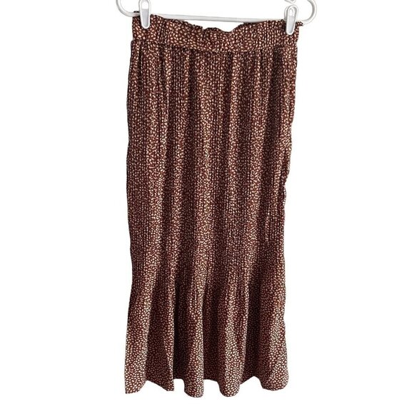 Pretty Garden Women SZ M Brown/White Ruffled Hem Cottagecore Maxi Skirt NWT - Picture 1 of 7